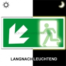 Fluchtschilder / Fluchtwegschilder: Rettungsweg links abwärts nach  ISO 7010 (E 001), ISO 3864, ISO 16069