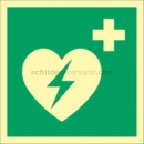 Fluchtschilder / Fluchtwegschilder: Defibrillator nach ISO 7010 (E 010)