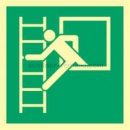 Fluchtschilder / Fluchtwegschilder: Notausstieg mit Fluchtleiter nach ISO 7010 (E 016)
