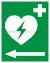Fluchtschilder / Fluchtwegschilder: Defibrillator Pfeil links (BGV A8  VBG 125)