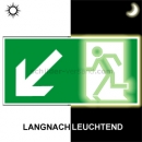 Fluchtschilder / Fluchtwegschilder: Rettungsweg links abwärts nach ASR A 1.3, BGV A8, DIN 67510, ISO 6309